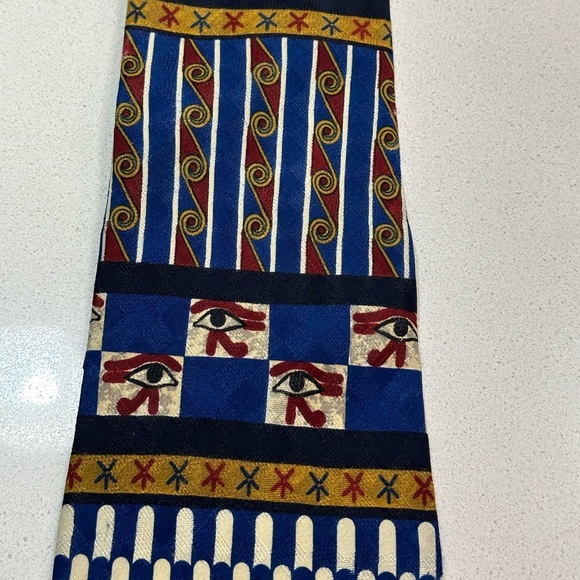 Vintage metropolitan museum “The Met” ancient Egyptian nostalgia art silk tie - Picture 5 of 12